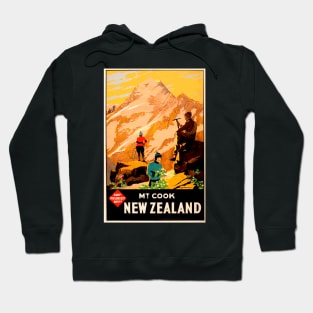 Mount Cook - New Zealand Vintage Travel Poster Design Hoodie